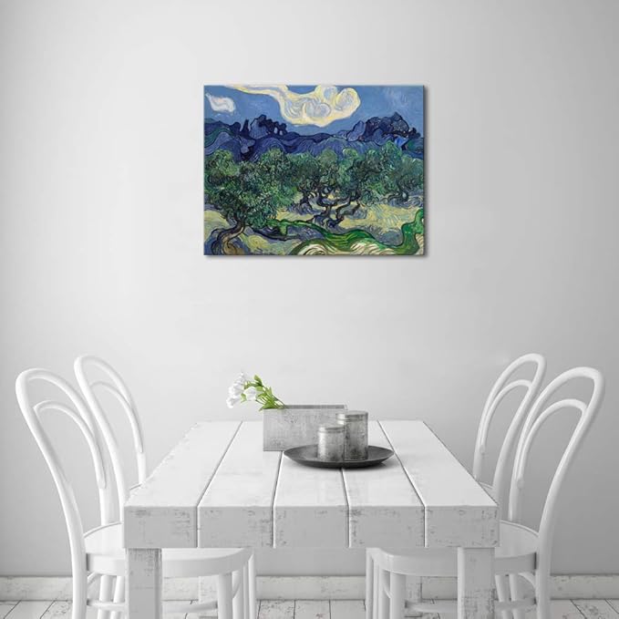 Wieco Art Canvas Prints Wall Art Olive Trees by Van Gogh Classic Abstract Oil Paintings Reproduction Artwork Gallery Wrapped Landscape Pictures for Living Room Bedroom Home Office Decor