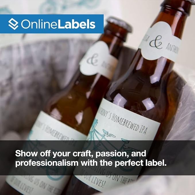 3.58 x 3.62 Waterproof Beer Bottle Labels (Inkjet Printers Only) - Pack of 400 Labels, 100 Sheets - OnlineLabels