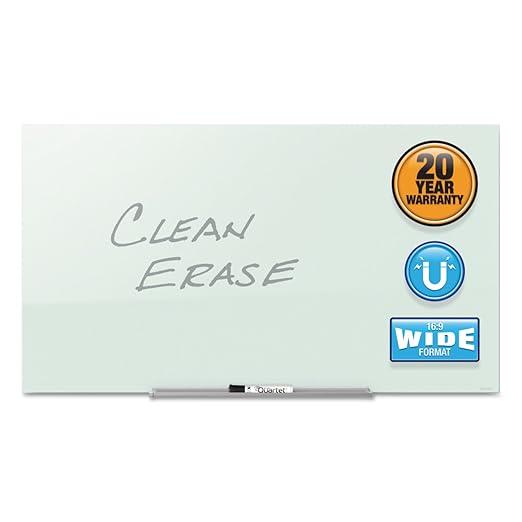Quartet Glass Whiteboard, Magnetic Dry Erase Board, Wall Mounted Whiteboard for Office, School and Home, 39"W x 22"H, White (G3922IMW)