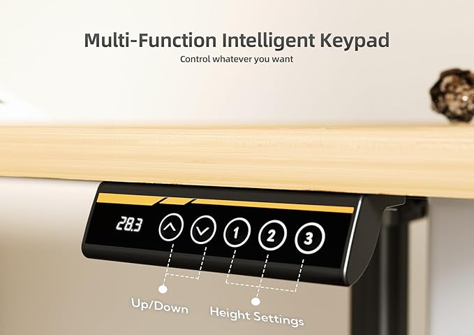 Claiks Bamboo Electric Standing Desk, Adjustable Height Stand up Desk, 40x24 Inches Sit Stand Home Office Desk with Splice Board, White Frame/BambooTop