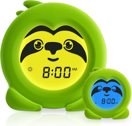 B&H Sleep Trainer Clock for Toddler - Ok to Wake Clock, USB Rechargeable Cute Kids Alarm Clock, Drop Proof Night Light, Science-Backed Lighting for Peaceful Sleep and Ready to Rise Mornings - Sloth