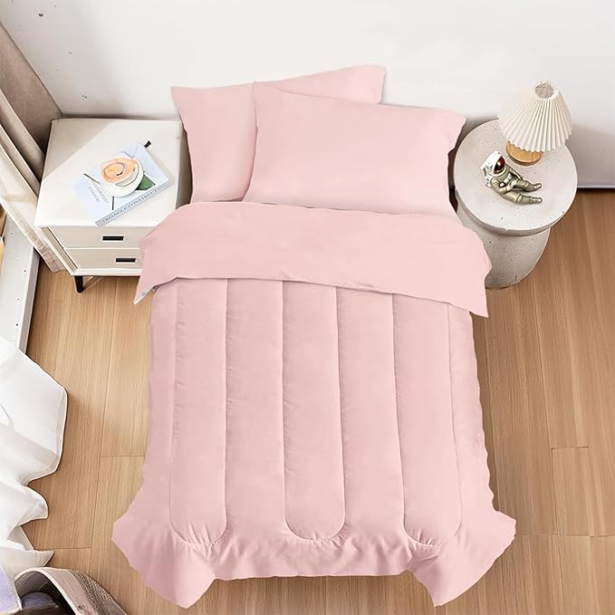 SANDJEST Pink Duvet Cover Sets Full Size for Kids Girls, Incude 1 Polyester Comforter Cover 80x90 Inches and 2 Pillowcases 20x26 Inches, Comforter Not Included, Gift for Christmas Birthday