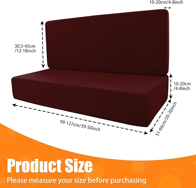 Rv Dinette Cushion Covers,Printing Stretchable Camper Cushion Cover,RV Cushion Slipcover,Rv Couch Cover Replacement for RV Camper Car Bench,2 Backrest Covers and 2 Bench Covers (Wine Red)