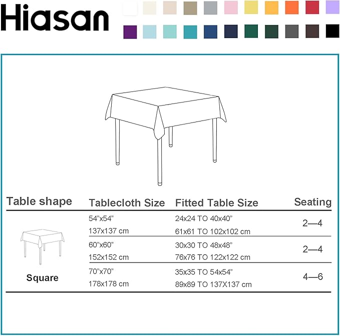 Hiasan Royal Blue Tablecloth Square - Waterproof and Washable Fabric Table Cloth for Card Tables, 54 x 54 Inch
