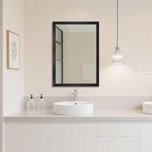 Ruomeng Rectangular Wall Mirror 24"x36" for Bathroom, Bedroom, Entryway, Living Room, Black