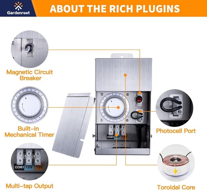 Brass Landscape Lighting Kit (4 Pack LED Path Lights) with 75W Low Voltage Transformer and 100 Feet Cable and 20 Pack Wire Connectors for Outdoor Garden Patio Walkway