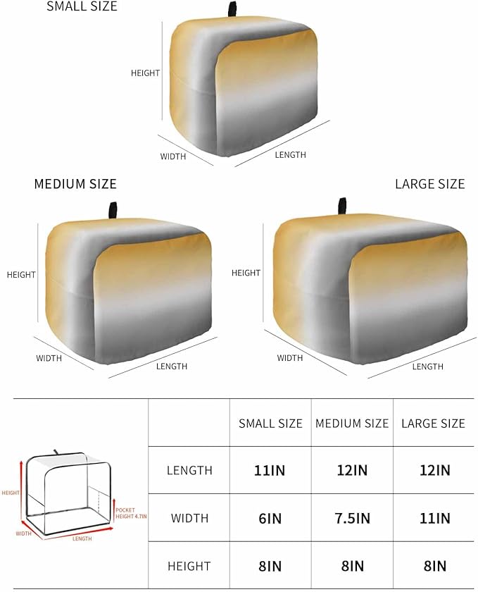 Toaster Cover 4 Slice Yellow and Grey Ombre Toaster Oven Cover with Pockets Gradient Color Dustproof Bakeware Protector Small Kitchen Appliance Dust Covers and Fingerprint Protection for Women