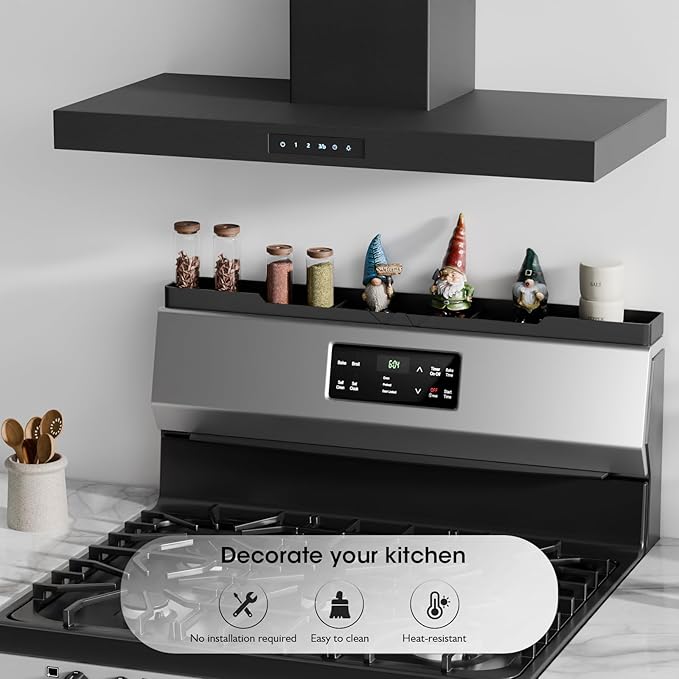 Silicone Magnetic Stove Shelf For Back Of Stove, Over The Stove Shelf, Magnetic Stove Top Shelf, Kitchen Spice Rack Organizer, Oven Shelf For Top Of Stove - Black