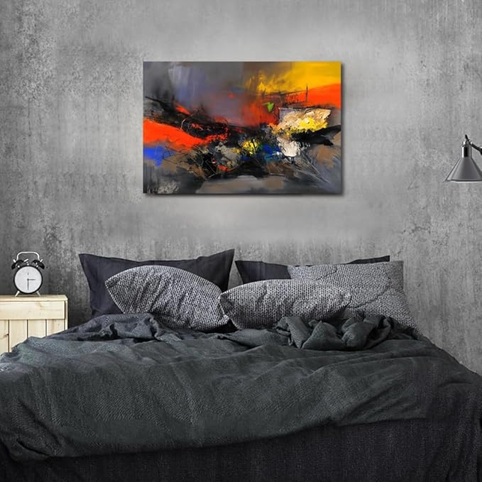 Red Black and Gray Abstract Canvas Wall Art Colorful Modern Multicolored Pictures for Living Room Contemporary Painting Wall Decor for Bedroom Home Office Decortions 24x36 inches