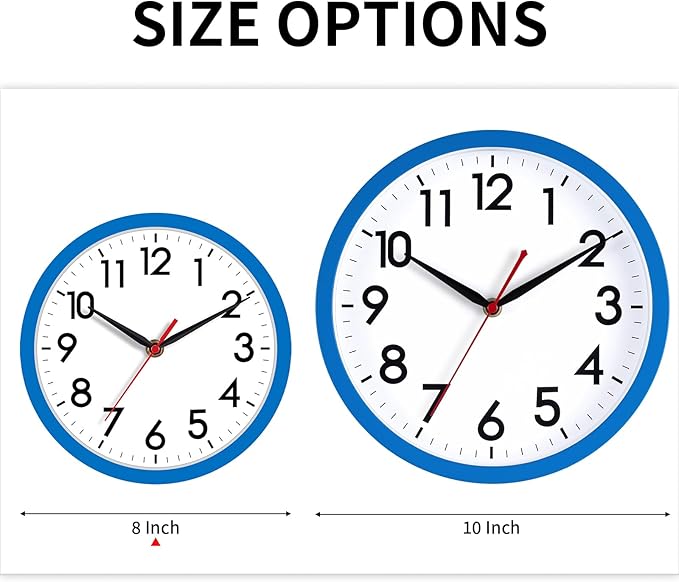 AKCISOT Wall Clock 8 Inch Silent Non-Ticking Modern Clocks Battery Operated - Analog Small Classic for Office, Home, Bathroom, Kitchen, Bedroom, School(Blue)