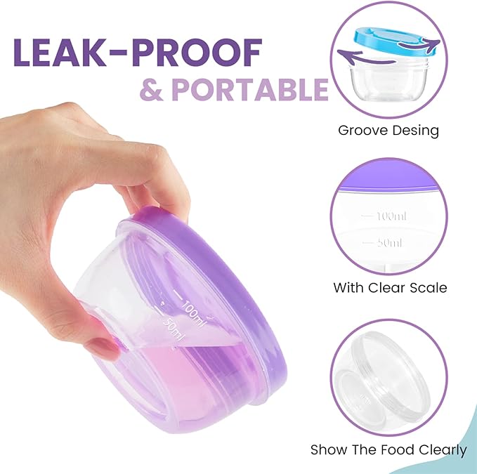 TOFLEN Reusable Small Freezer Containers 5 Oz Plastic Food Storage Containers with Screw On Lids, Leakproof & Airtight, Freezer Safe, Dishwasher Safe, Set of 12 Multicolor