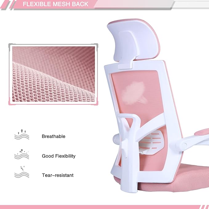 Qulomvs Mesh Ergonomic Office Task Chair with Footrest, Headrest and Backrest 90-135 Adjustable Computer Executive Home Desk Chair with Wheels 360 Swivel