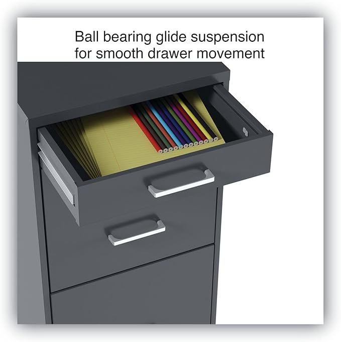 Alera Soho Vertical File Cabinet, 3 Drawers: Pencil/File/File, Letter, Charcoal, 14" X 18" X 26.9"