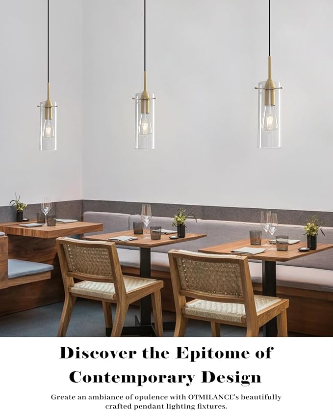 Gold Glass Pendant Lights, Island Pendant Lights for Kitchen, Blown Glass Pendant Light 2 Packs, Modern Kitchen Pendant Light, Hanging Pendant Lights for Kitchen Island, Dining Living Room