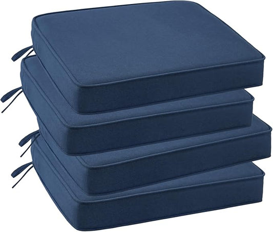 Outdoor Sunbrella Square Corner Seat Cushion, 18.5"x16"x3", Set of 4, Non Slip Seat Cushion Pads with Removable Cover for Patio Furniture, Garden Yard Lawn, Specrtum Indigo