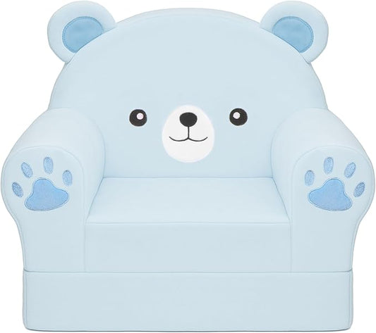 MONKISS Cute Toddler First Chair, Kids' Armchairs, Mini Couch for Baby, Blue Bear, 1~2.5 Years Old