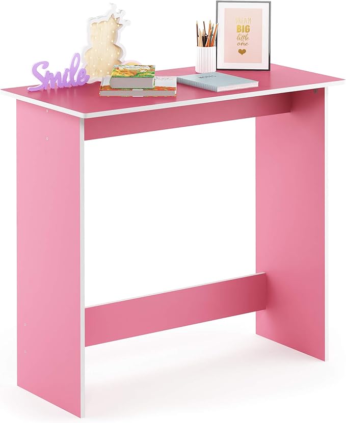FURINNO Simplistic Study Table, Pink, 15.5 in x 31.5 in x 29.75 in (D x W x H)