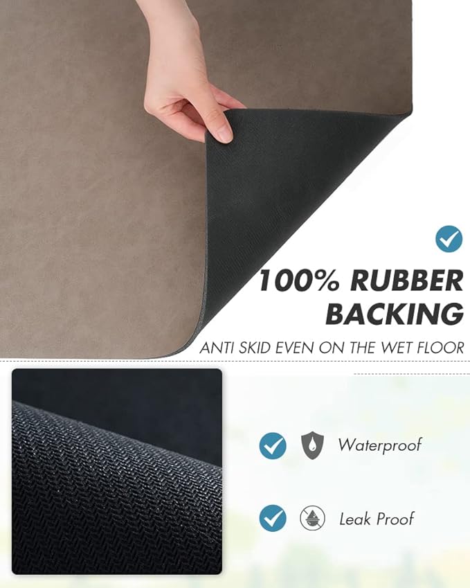 AMOAMI Coffee Mat Hide Stain Rubber Backed Absorbent Dish Drying Mat for Kitchen Counter - Fits Under Coffee Maker or Machine