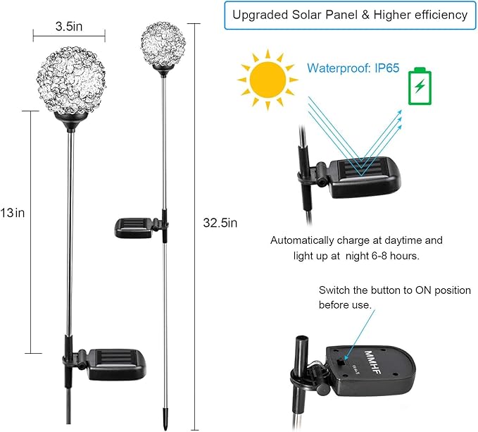 Solar Garden Lights Outdoor, Upgraded Globe Powered Garden Light, Multi-Color Changing LED Solar Stake Lights for Patio Backyard Pathway Party Decoration (Stainless Steel, 6 Pack)