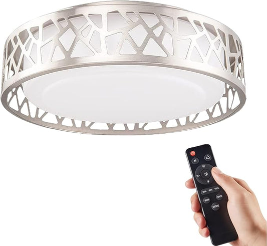 Flush Mount Ceilling Light Fixture with Remote Control, 12 Inch 3000K-6500K LED Ceiling Lights,24W Brushed Nickel Ceiling Light Flush Mount for Bedroom,Hallway,Kitchen,Entrance,Laundry