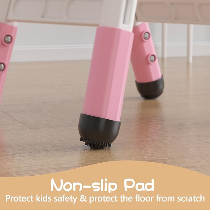 GAOMON Kids Chair, 3 Level Height Adjustable Kid Chair, Plastic Toddler Chairs for Children Boys Girls Age 2-6, Suitable for Home Family Classroom Nursery Indoor Use (2 Pack, Pink)