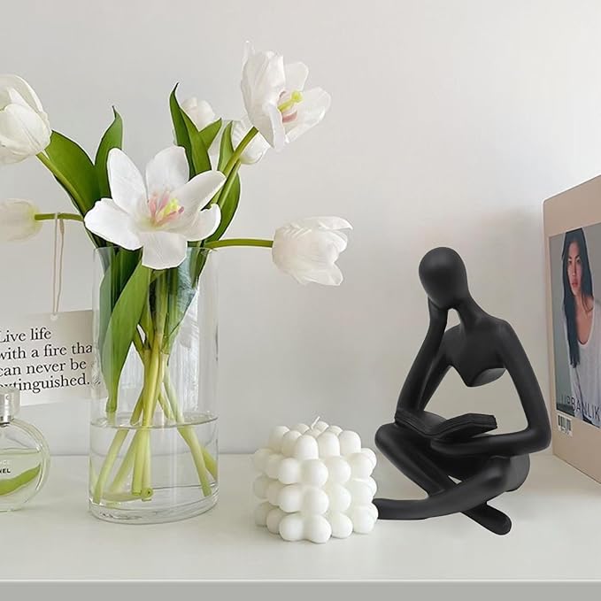 Reading Women Statue, Thinker Sculptures, Abstract Art Ornament, Modern Aesthetic Figurine Decoration, Suitable for Home Living Room Bedroom Office Shelf Table Desk Bookshelf Decor