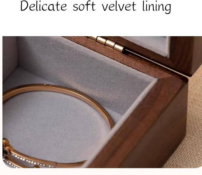 Bescott 2 Layers Solid Black Walnut Wooden Jewelry Box for Women with Lock and Key Wood Vintage Organizer for Men Earrings Rings Necklaces Bracelet Storage Mother's Day Gift