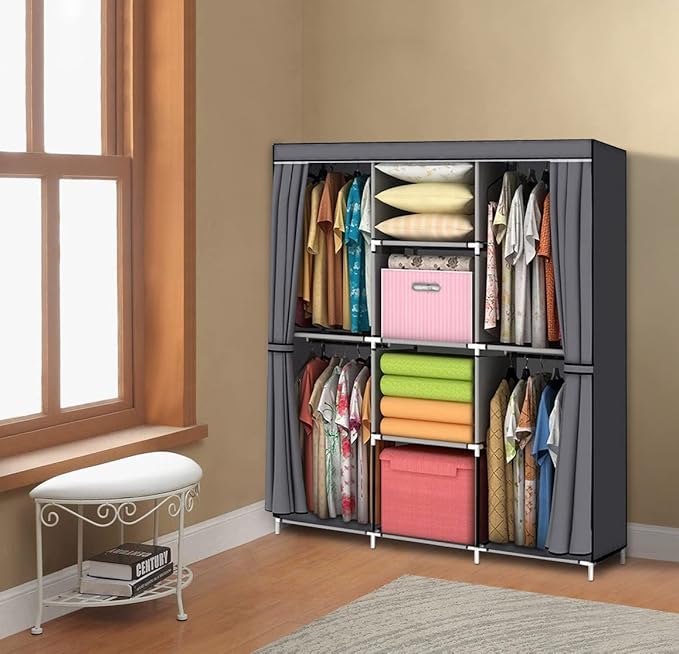 Wardrobe Storage Closet Clothes Portable Wardrobe Storage Closet Portable Closet Organizer Portable Closets Wardrobe Closet Organizer Shelf Wardrobe Clothes Organizer Standing Closet Gray