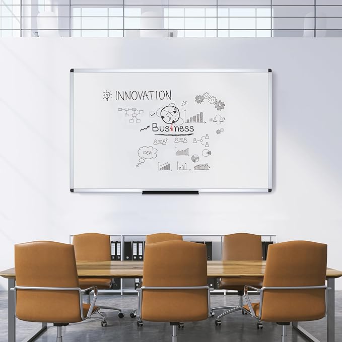 VIZ-PRO Dry Erase Board/Magnetic Whiteboard, 60 X 40 Inches, Silver Aluminum Frame