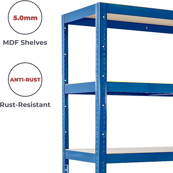 180cm x 120cm x 40cm, Blue 5 Tier (175KG Per Shelf), 875KG Capacity Extra Wide Garage Shed Storage Shelving Unit, 5 Year Warranty
