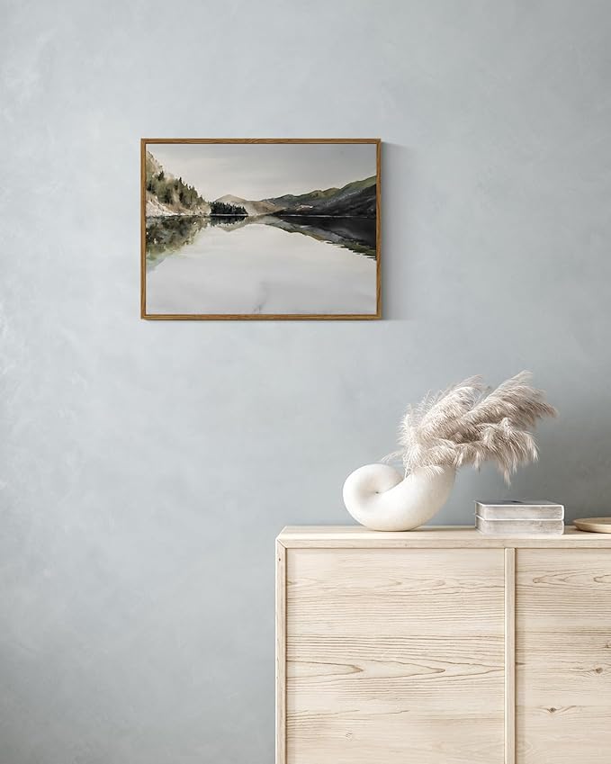 InSimSea Framed Wall Art for Living Room Mountain Reflection Decor Vintage Wall Art Mountain Range Nature Wilderness Art Decorative Rustic for Living Room Bedroom Office Wall Decor 12x16in