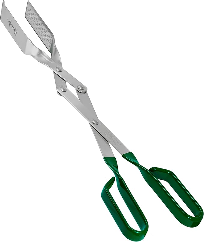 Shark BBQ Grill Tongs - 17 inch Green. Professional kitchen and outdoor grilling utensil. Long reach Barbeque Grilling Tongs. Ideal for steak, fish, burger, and sausage