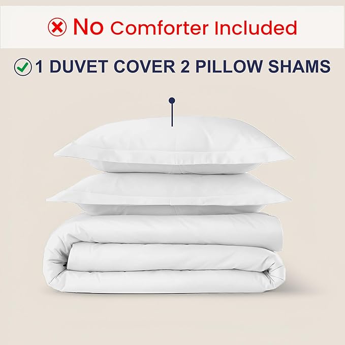 Kotton Culture 100% Washed Cotton Duvet Cover Set King Size- 600 Thread Count Comforter Cover, Soft Linen Feel, Luxury,3-Pc Set with Zipper Closure & Corner Ties (Washed Cotton White, King 102"X94")