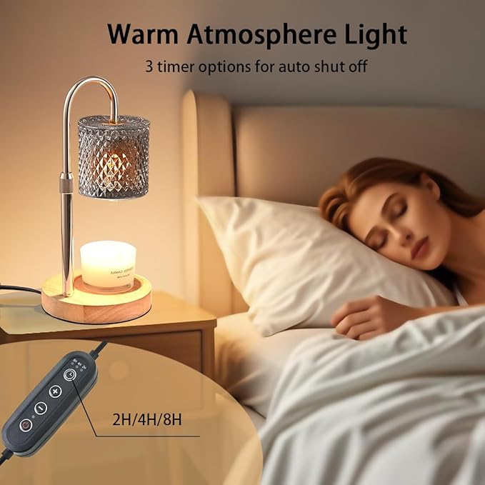 Candle Warmer Lamp with Timer Dimmer Adjustable Height for New Home House Bedroom Decor,Wax Melt Warmer with 2 Bulbs for Jar Candles, Gifts for Mom Women Friend Sister Birthday | Gray