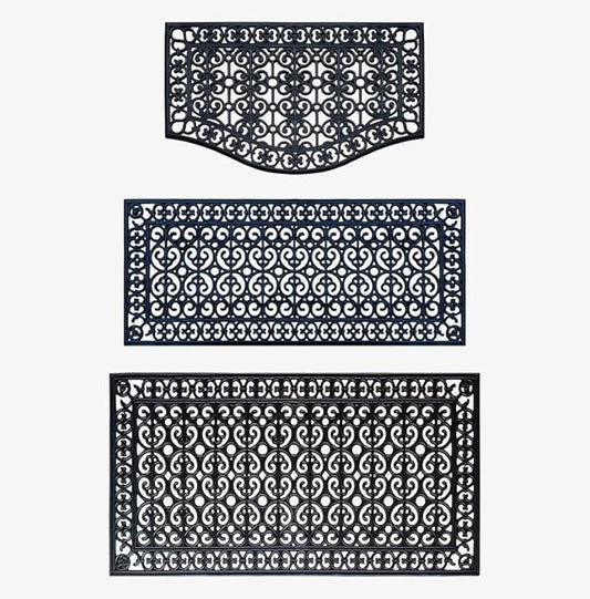 A1HC 3 Pieces Set Rubber Grill Matching Doormat, for Front, Patio & Garage Entrance, Scrapes Shoes Clean of Dirt & Grime, Heavy Duty for Indoor Outdoor 3-Pieces(Complete Home Set 24x39, 24x57, 30x60)