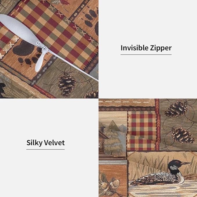 BETGINY Rustic Western Bear Throw Pillows Cover 18X18 Inch Pack of 2, Wildlife Bear Cabin Pillow Covers Linen Square Cushion Animal Deer Pillowscase for Bedroom Home Sofa Decoration