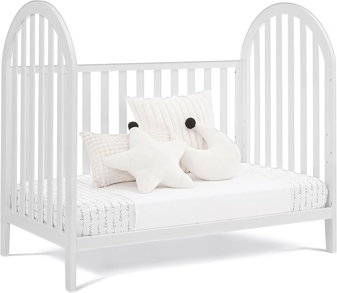 Delta Children Milano 4-in-1 Convertible Crib - Greenguard Gold Certified, Bianca White