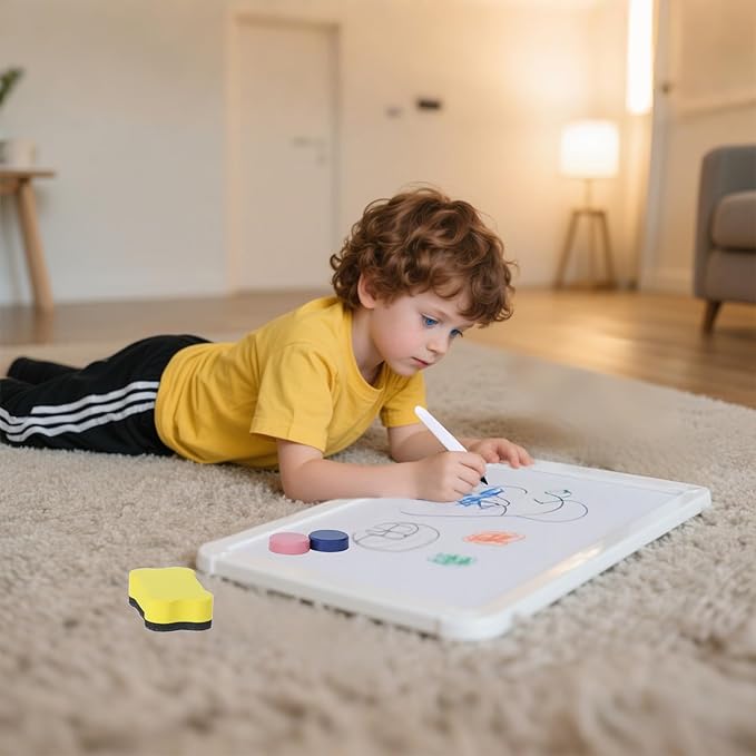 Portable Small whiteboard, Drawing Board, Writing Board, 12 "X 16" Portable Modern Color Frame Dry Erase Board, Used for to-do Notes in Offices, Homes, and Schools (White)