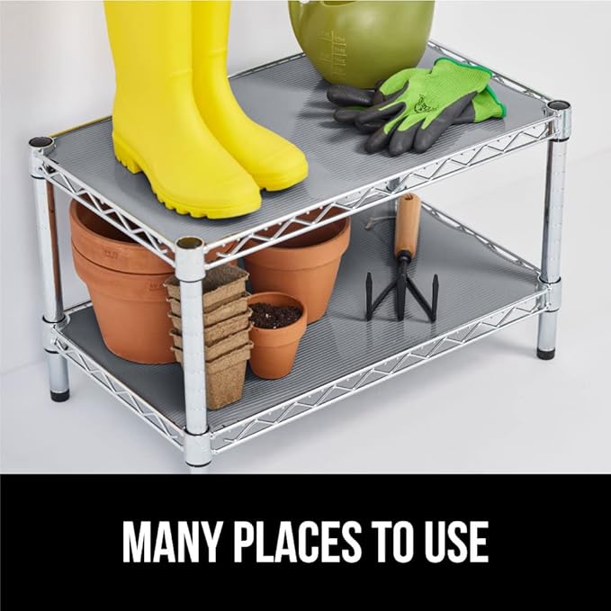 GORILLA GRIP DuraGuard Shelf Liner, 20x30 Non-Adhesive Cabinet Liners for Kitchen Drawers, Shelves, Refrigerator, Pantry Storage, Bathroom Closet, Durable Waterproof BPA Free Ribbed Plastic, Gray