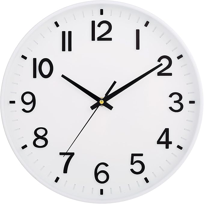 HZDHCLH White Wall Clocks Battery Operated 12 inch Silent Non Ticking Modern Wall Clock for Living Room Bedroom Kitchen Office Decor