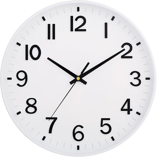 HZDHCLH White Wall Clocks Battery Operated 12 inch Silent Non Ticking Modern Wall Clock for Living Room Bedroom Kitchen Office Decor