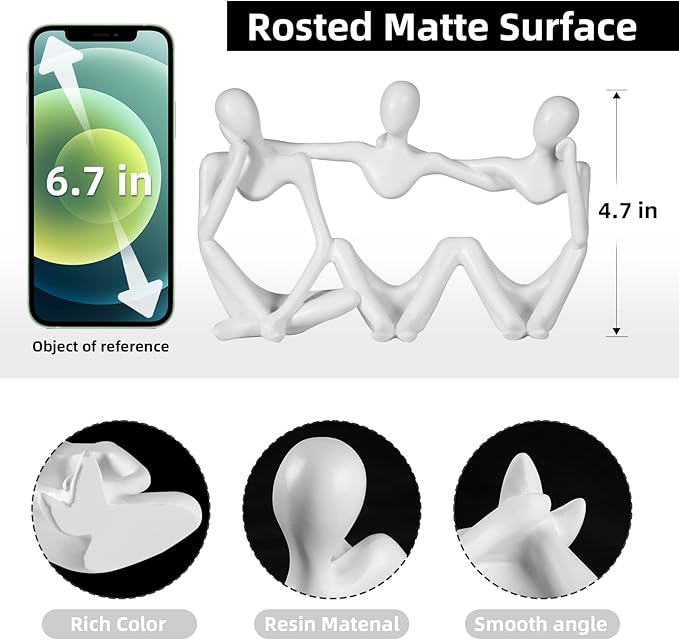 Thinker Statue Gold Decor Abstract Art Sculpture, Golden Resin Collectible Figurines for Home Living Room Office Shelf Decoration,Great Gifts Ideas (Conjoined Body-White)