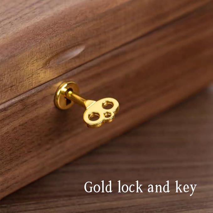 Bescott 2 Layer Solid Black Walnut Wooden Jewelry Box with Lock and Key for Women Wood Vintage Organizer for Men Earrings Rings Necklaces Bracelet Watch Storage Mother's Day Gift