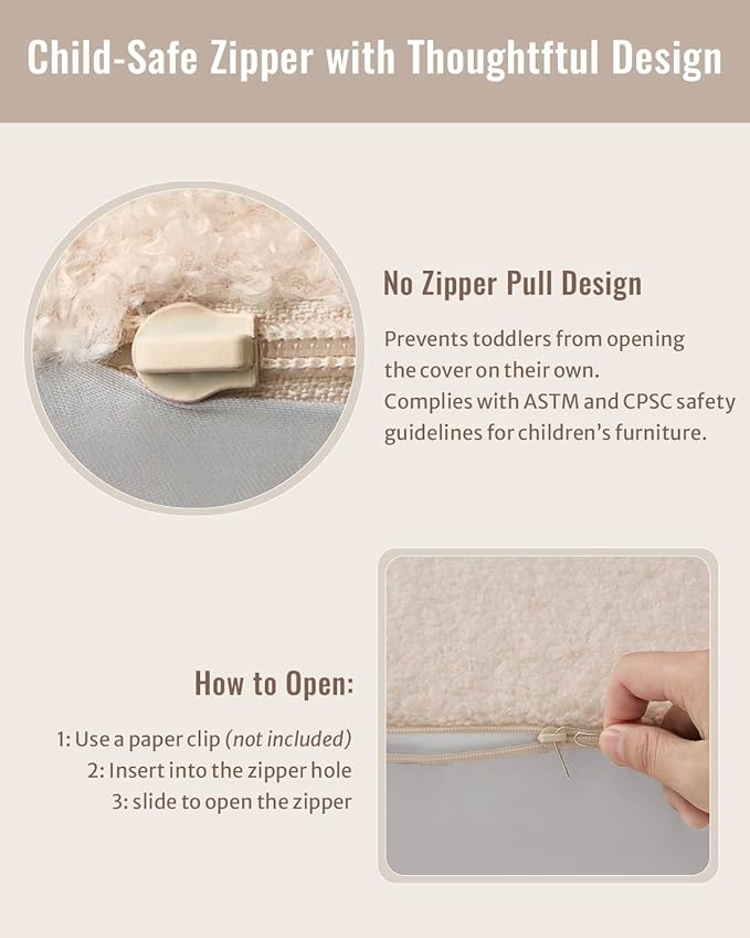 Blissful Diary Toddler Chair Comfy, Foam Kids Chair with Soft Teddy Plush, Toddler Reading Armchair with Cute Mushroom Designs- Brown