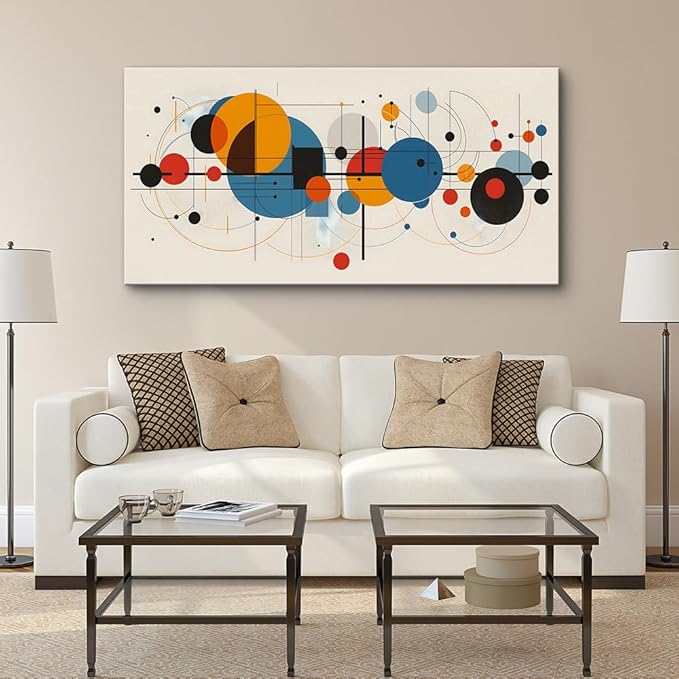 hyidecorart Canvas Wall Art For Living Room Boho Wall Decor For Bedroom Office Wall Decorations Minimalism Abstract Geometric Wall Paintings Ready to Hang Wall Pictures Artwork Modern Home Decor
