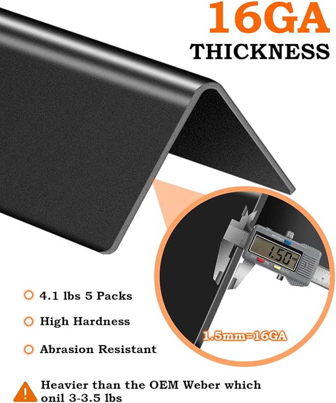 7636 Flavorizer Bars 15.3 inch for Weber Spirit Grill Parts Spirit 300 & GS4 Spirit II 300 315 320 330 S310 E310 Grill Parts with Front Control, 5 Pcs Flavor Bars Heat Plates for Weber 67046