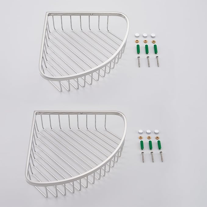 Corner Shower Caddy Basket - Stainless Steel Bathroom Shower Shelf/Organizer for Shower Storage - Sturdy Wall Corner Rack - Chrome set of 2