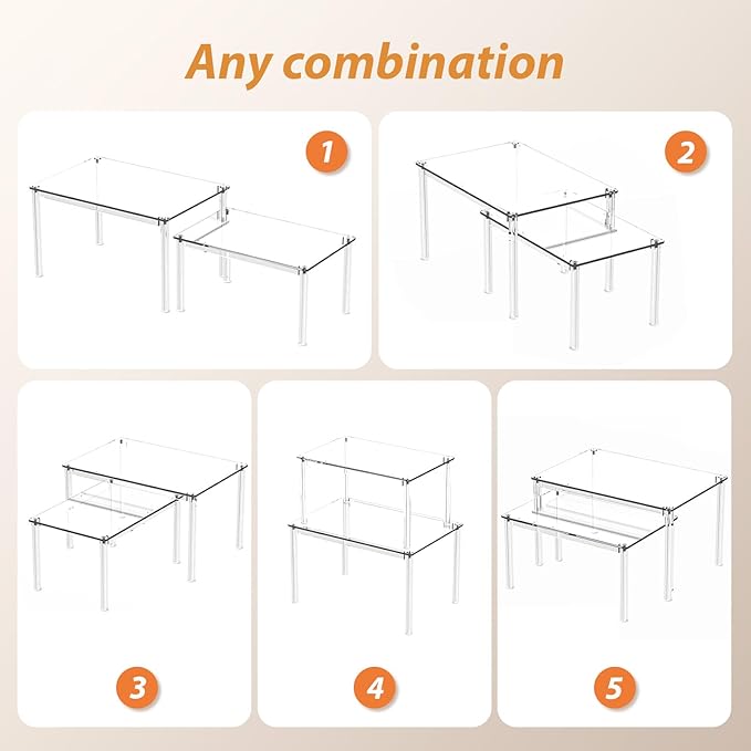 Acrylic Cabinet Organizer Shelf-2 Pack,Stackable Spice Rack Organizer for Cabinet,Clear Shelves for Kitchen Organizers and Storage