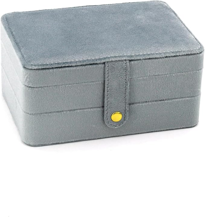 KOOAAICCHI Small Jewelry Box, Travel Jewelry Organizer, Portable Jewelry boxes for Women Girls Gift, Double Layers PU Leather Jewelry Holder for Rings, Earrings, Necklaces-Velvet Blue