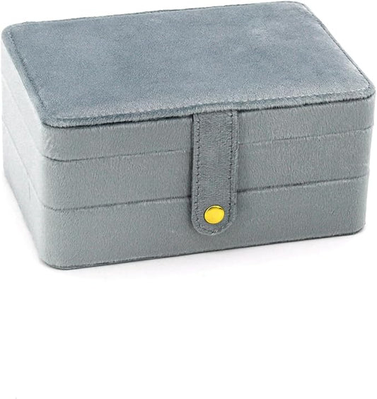 KOOAAICCHI Small Jewelry Box, Travel Jewelry Organizer, Portable Jewelry boxes for Women Girls Gift, Double Layers PU Leather Jewelry Holder for Rings, Earrings, Necklaces-Velvet Blue